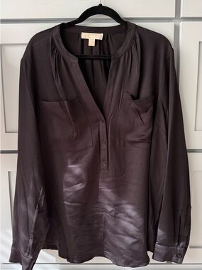 Michale Kors Women's Black Long Sleeve Pullover Blouse